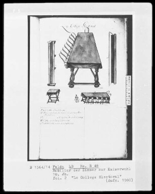 Mobiliar der Zimmer zur Kaiserwahl — "Le College Electoral", Folio 2 recto