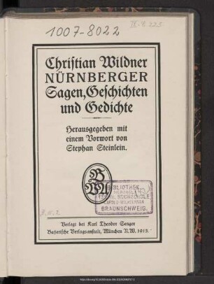 Nürnberger Sagen, Geschichten und Gedichte