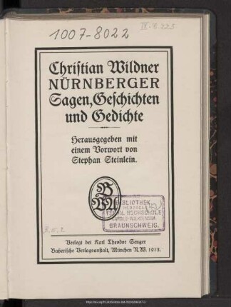Nürnberger Sagen, Geschichten und Gedichte