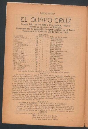 El guapo Cruz : sainete lírico en un acto y tres cuadros, original