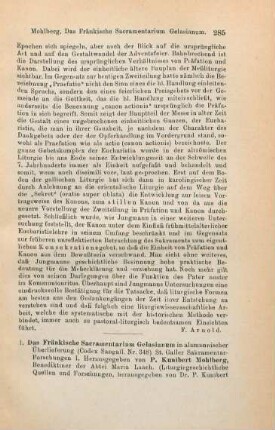 285-287 [Rezension] Das fränkische Sacramentarium Gelasianum in alamannischer Überlieferung