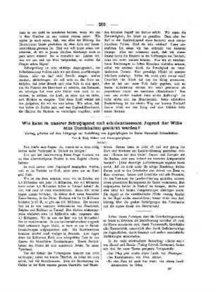 Wie kann in unserer Schuljugend und schulentlassenen Jugend der Wille zum Durchhalten gestärken werden? : (Schluß)
