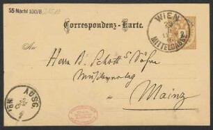 Brief an B. Schott's Söhne : 23.05.1886
