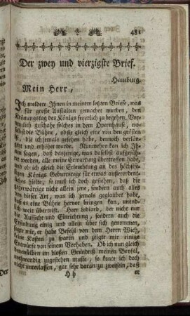 Der zwey und vierzigste Brief. Hamburg. - Der drey und vierzigste Brief. Hamburg.