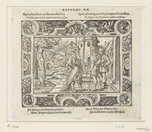 Gleichnis von den Arbeitern im Weinberg, aus: "Biblische Figuren deß Neuwen Testaments", Frankfurt am Main 1562, S. b4 recto