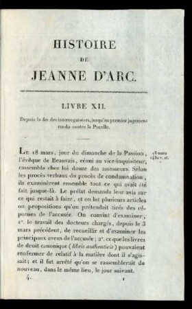 Livre XII. Depuis la fin des interrogatoires, jusqu'au premier jugement rendu contre la Pucelle.