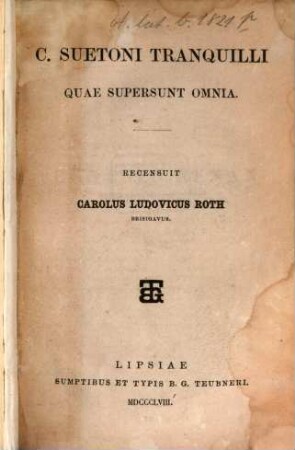 C. Suetoni Tranquilli quae supersunt omnia