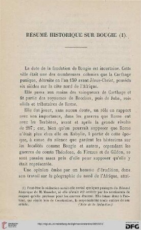 Résumé historique sur Bougie