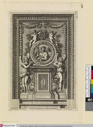 [Tabernakel mit der Dornenkrönung Christi in einem runden Tableau; Tabernacle orné d'un Christ aux outrages dans un médaillon]