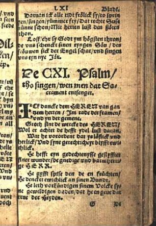 De CXI. Psalm / tho singen / wen men dat Sacrament entfenget