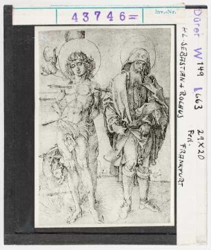 Albrecht Dürer: Hl. Sebastian und Hl. Rochus. Feder. Frankfurt
