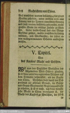 V. Capitel. Von des Kaysers Macht und Ansehen