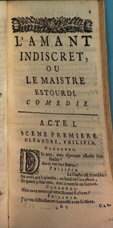 Le Theatre De Mr. Quinault. 2[,2], L' Amant Indiscret, Ou Le Maistre Estourdi : Comedie
