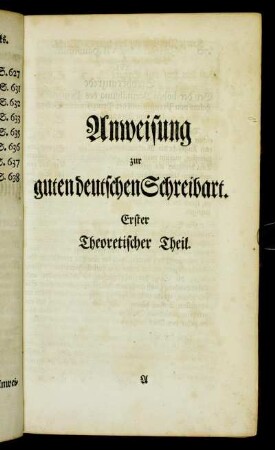 Erster Theoretischer Theil