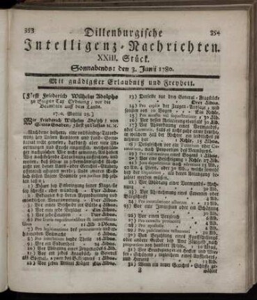 XXIII. Stück. Sonnabends : den 3. Junii 1780.