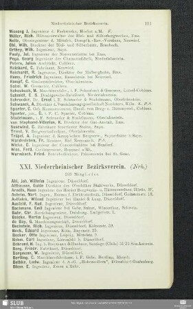 XXI. Niederrheinischer Bezirksverein.