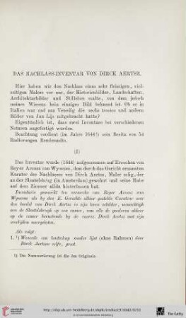 Das Nachlass-Inventar von Dirck Aertsz
