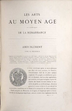 Les arts au moyen âge et à l'époque de la renaissance