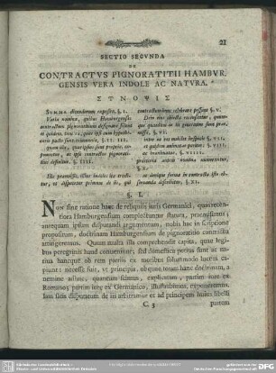 Sectio Secunda De Contractus Pignoratitii Hamburgensis Vera Indole Ac Natura