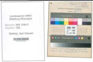 Entnazifizierung Karl Oswald Wellnitz , geb. 19.07.1914 (Zollangestellter)