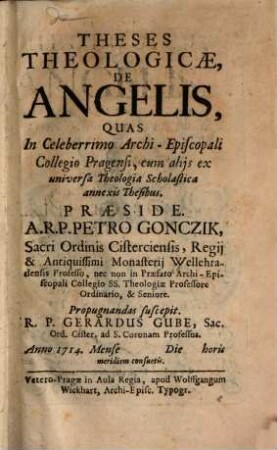 Theses theologicae de angelis