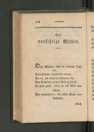 Der vorsichtige Witwer.