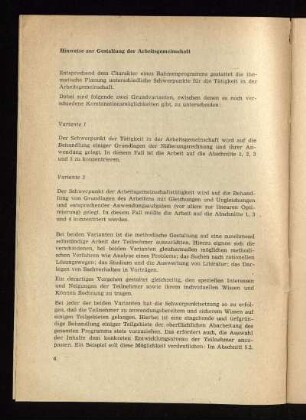 Hinweise zur Gestaltung der Arbeitsgemeinschaft