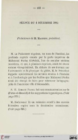 Séance du 18 Décembre 1885