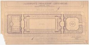 Ullrichplatz, Berlin-Mahlsdorf: Platzanlage im Grundriss 1:200, Maßstabsleiste