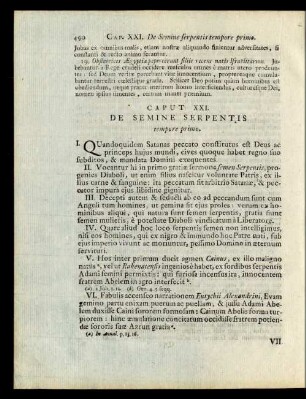 Caput XXI. De Semine Serpentis tempore primo