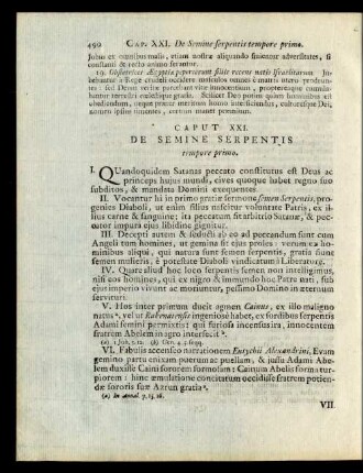 Caput XXI. De Semine Serpentis tempore primo