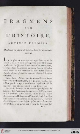 Fragmens sur l'histoire