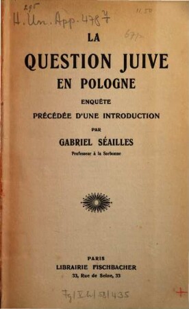 La Question juive en Pologne : Enquête