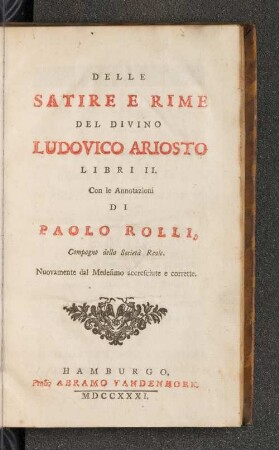 Delle Satire E Rime