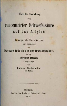 Über die Einwirkung von concentrierter Schwefelsäure auf das Allylen