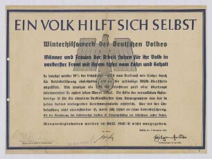 "EIN VOLK HILFT SICH SELBST"