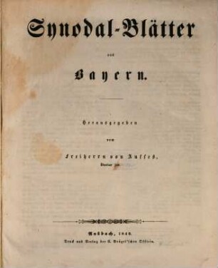 Synodal-Blätter aus Bayern, 1849, Nr. 1 - 50 = 2. Febr. - 28. März