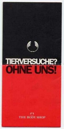 Faltblatt des "Body Shop" gegen Tierversuche