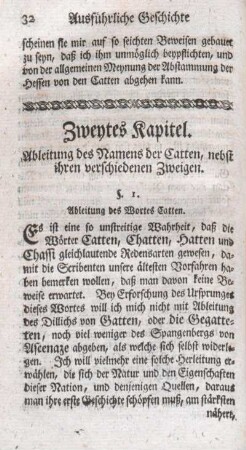 Zweytes Kapitel. Ableitung des Namens der Catten, nebst ihren verschiedenen Zweigen.