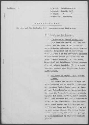 Geislingen/Kocher mit Rückertsbronn: Pfarrbericht 1935