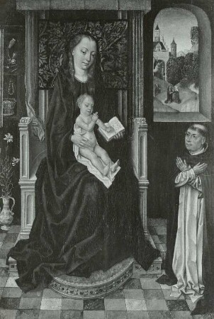 Flügelaltärchen: Marienaltar. Außen: Verkündigung. Innen: Mitte: Maria mit Kind und Stifter. Links: Hl. Magdalena?. Rechts: Hl. Katharina