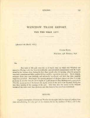Wênchow trade report