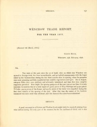 Wênchow trade report