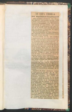 [Artículo periódico] De cepa criolla