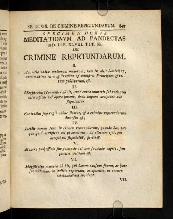 847-858, Spec. 619. De crimine Repetundarum