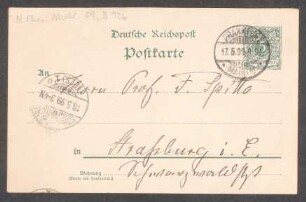 Postkartendiktat an Friedrich Spitta : 17.05.1899