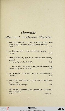 Gemälde alter und moderner Meister (Nr. 1-229)