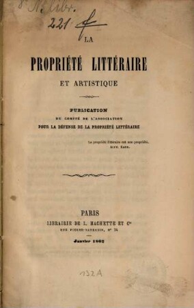 La Propriété littéraire et artistique