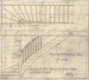 Fischer, Theodor; Icking - Schlederloh (Isartal); Landhaus Theodor Fischer - Treppe (Grundriss, Aufriss)