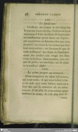 LXIII. Le crime propre au criminel